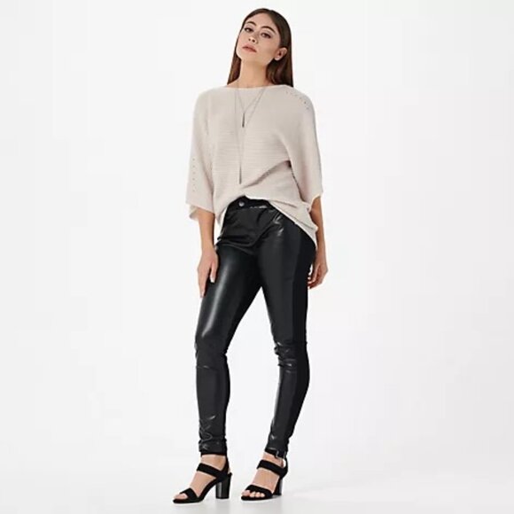 Ponte Slim Pant with Faux Leather Front - Picture 5 of 13